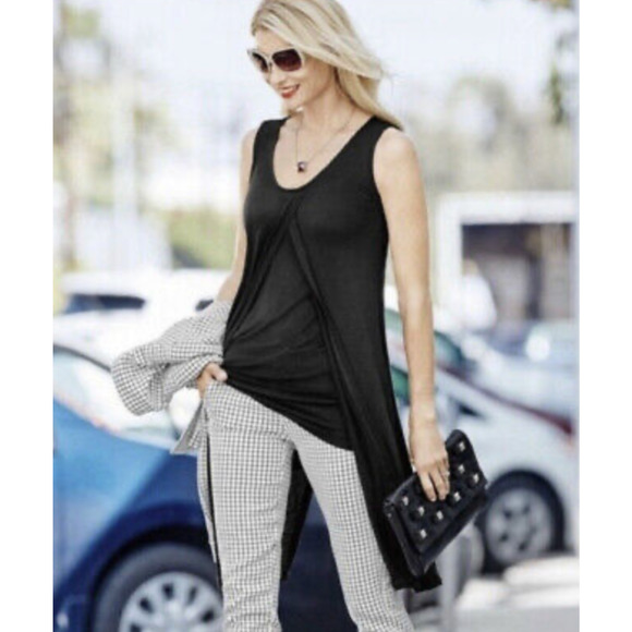 Cabi Tank Top Womens XS Extra Small Black Split Front Back Layered Beyond Tunic - Picture 14 of 15
